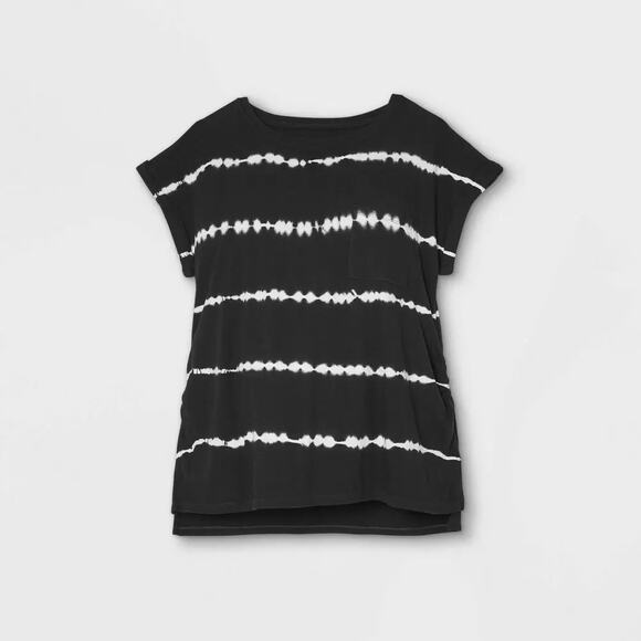 Tie Dye Linen Like Cuff Short Sleeve Maternity T-Shirt S Ingrid & Isabel Layer - Picture 3 of 7
